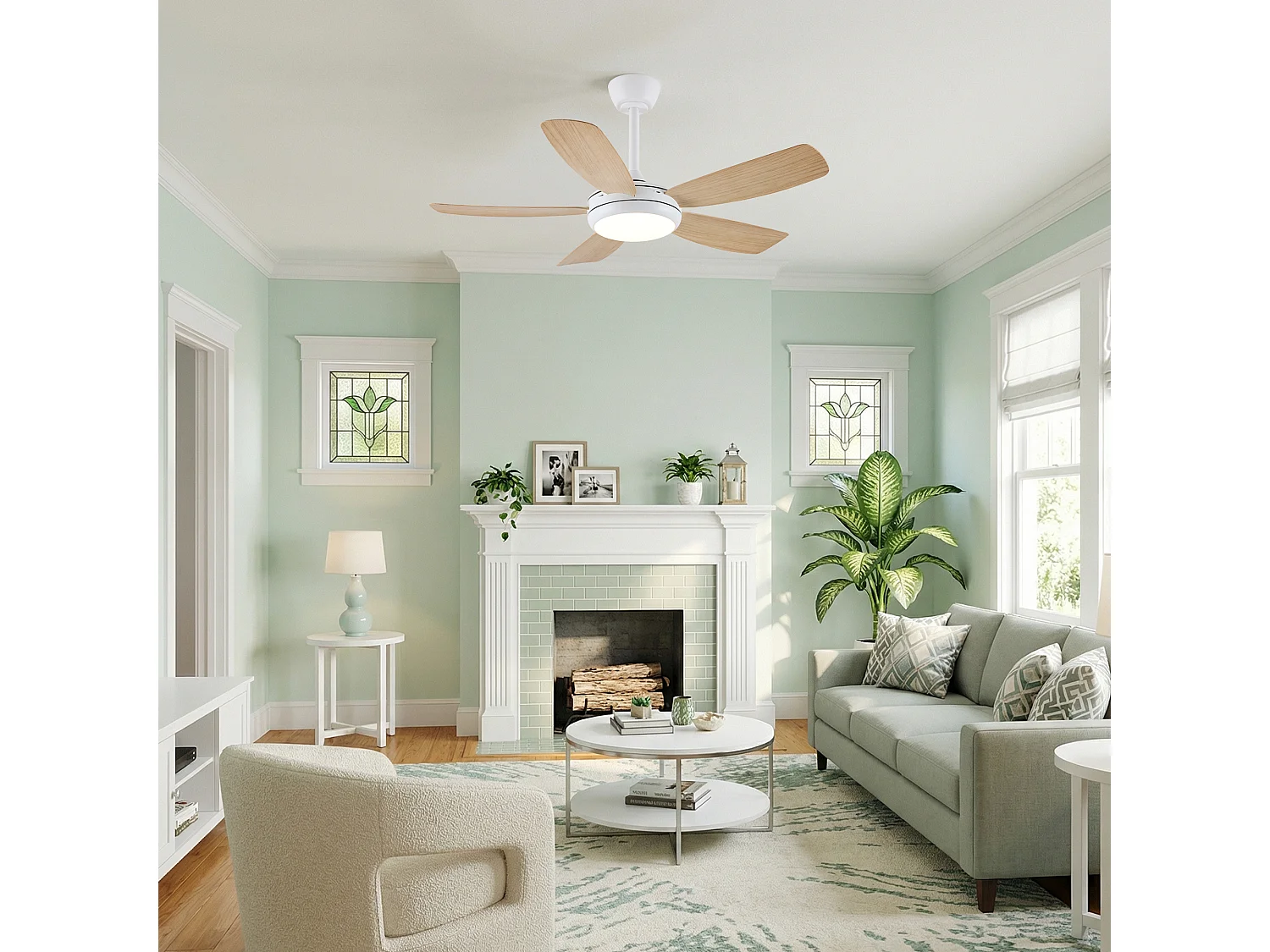 Parrot Uncle Ventilateur 107 cm avec surfaces blanches encadrées par des LED