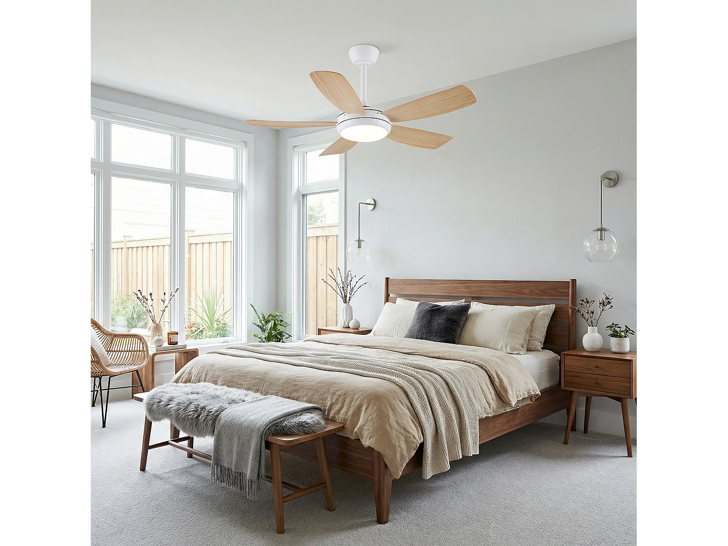 Parrot Uncle Ventilateur 107 cm avec surfaces blanches encadrées par des LED