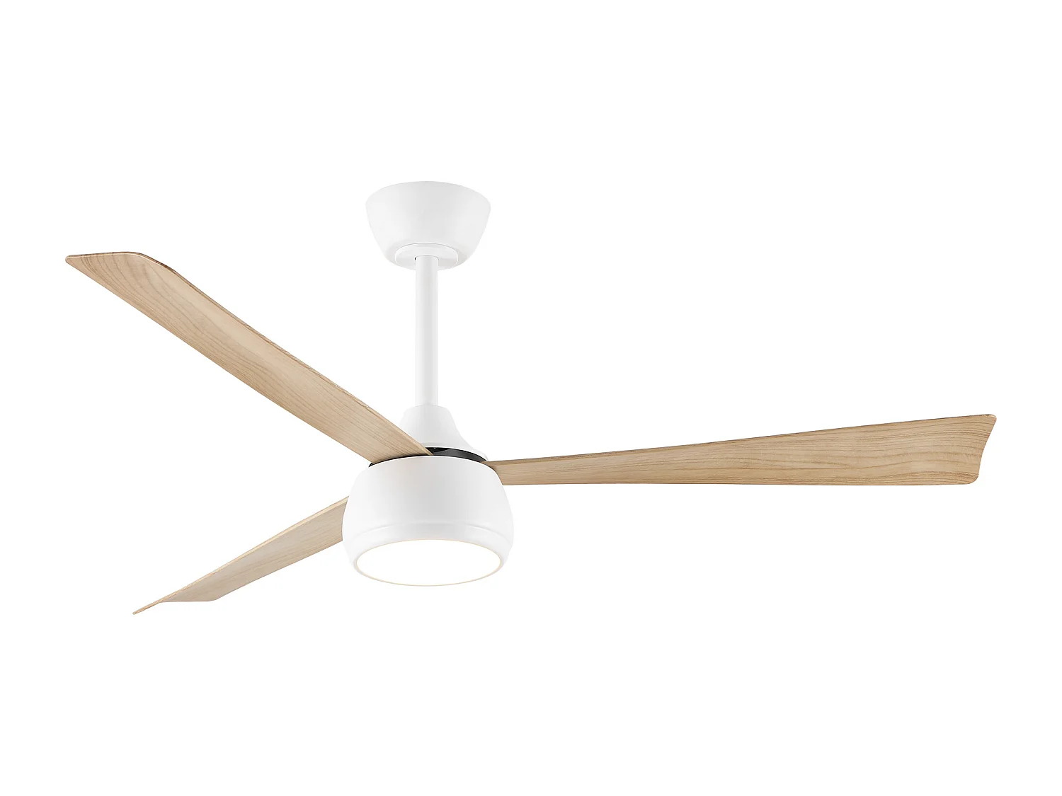 Parrot Uncle Ventilateur de plafond avec éclairage LED, diamètre 132 cm, blanc et imitation bois, 6 vitesses, dimmable