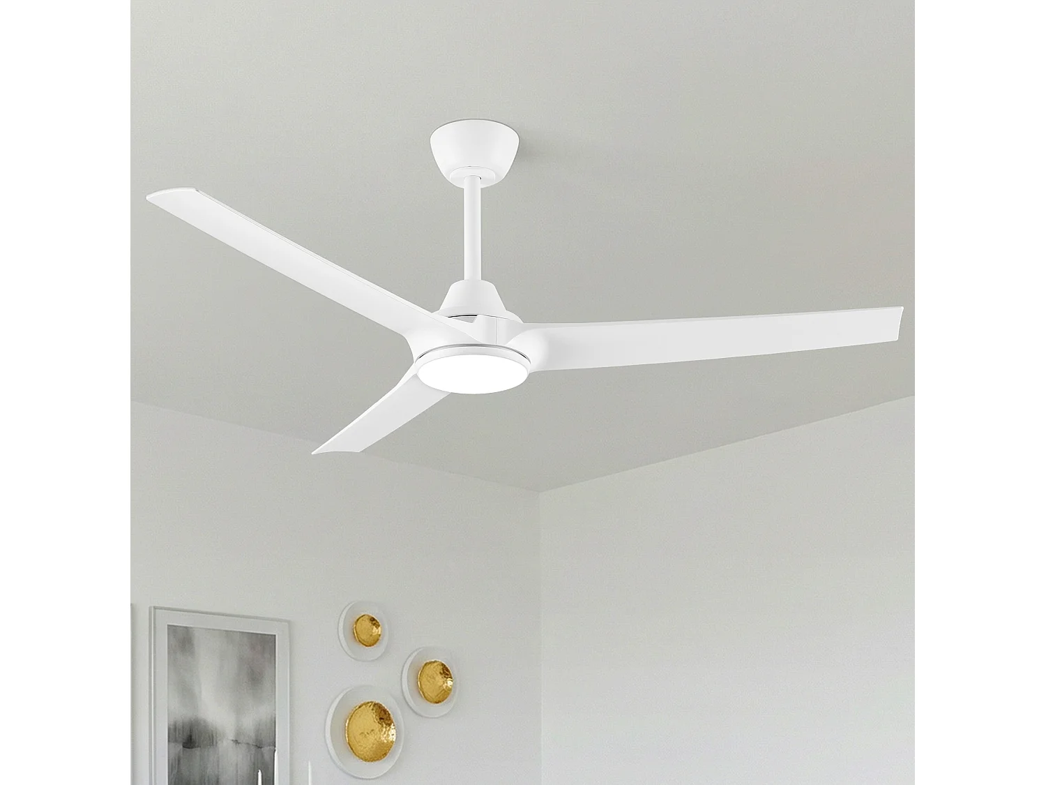 Parrot Uncle Ventilateur de plafond avec éclairage LED, diamètre 132 cm, blanc mat, 6 vitesses, dimmable