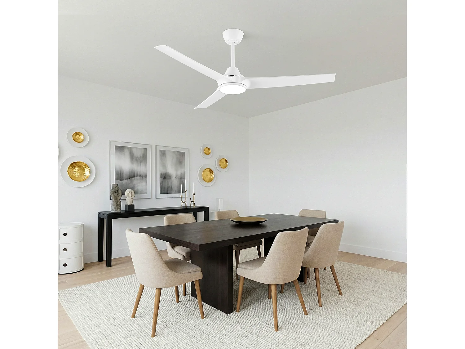 Parrot Uncle Ventilateur de plafond avec éclairage LED, diamètre 132 cm, blanc mat, 6 vitesses, dimmable