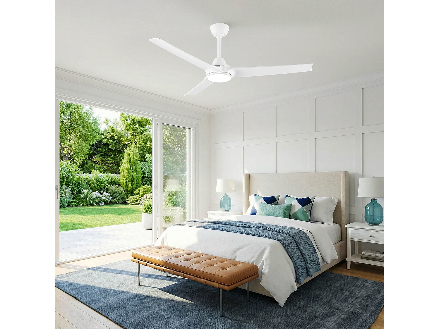 Parrot Uncle Ventilateur de plafond avec éclairage LED, diamètre 132 cm, blanc mat, 6 vitesses, dimmable
