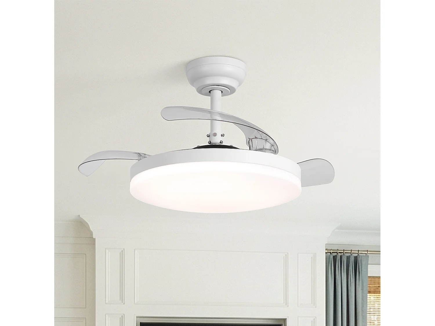 Parrot Uncle Ventilateur-lampe de plafond, design compact, style moderne blanc, 91 cm, combinant éclairage et circulation d'air