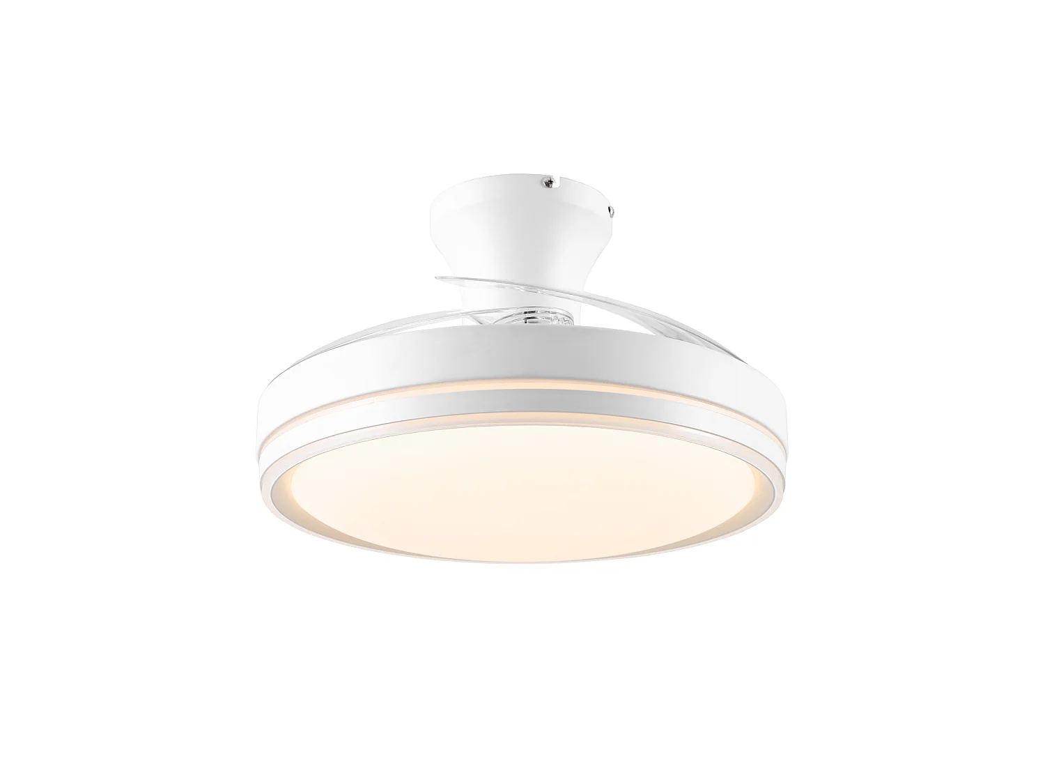 Parrot Uncle Ventilateur de plafond 91,5 cm avec lumière, 3 pales transparentes, éclairage LED dimmable, moteur DC, télécommande, blanc