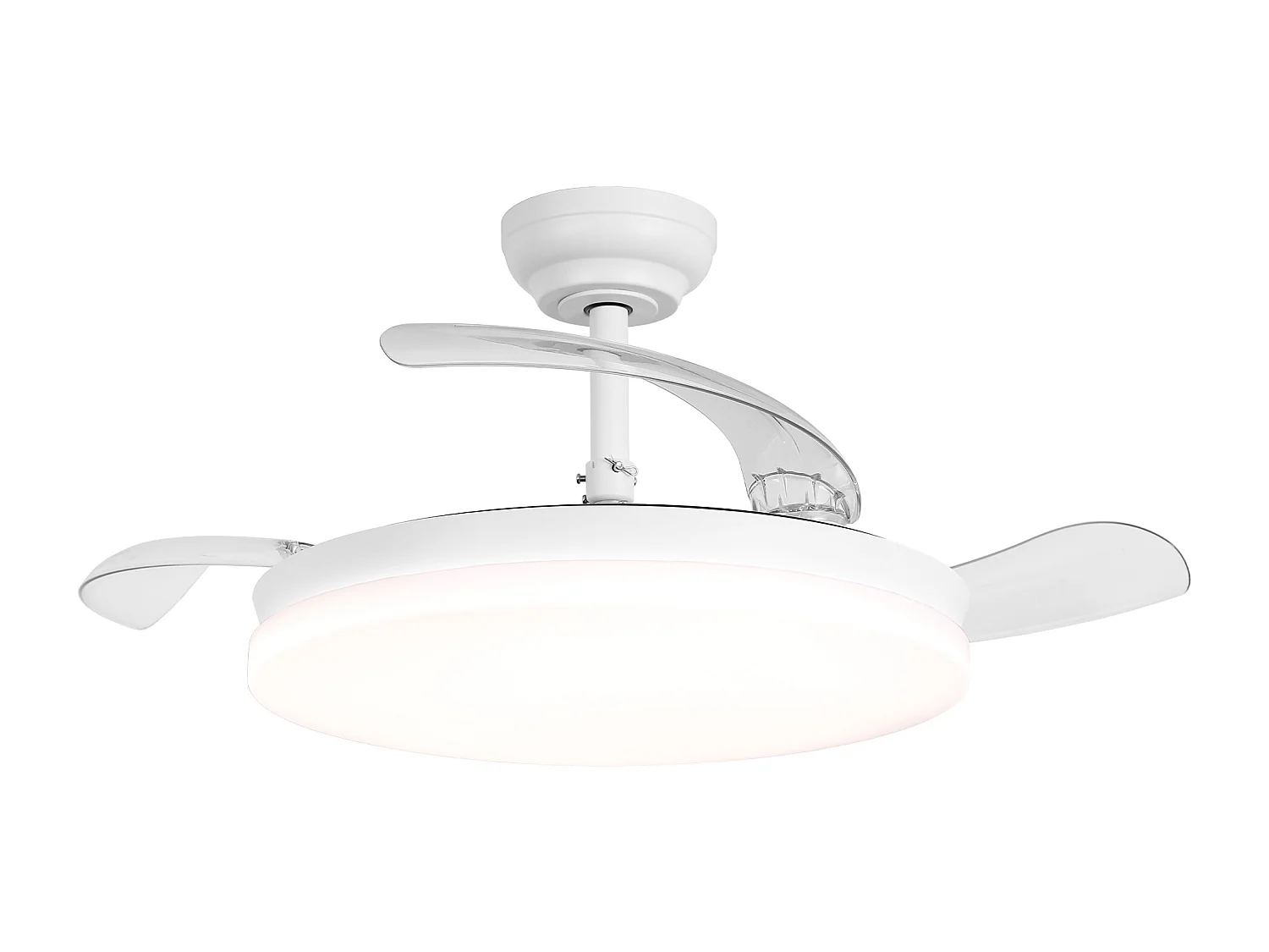 Parrot Uncle Deckenventilator mit LED-Licht, 100 cm, DC-Motor, 6 Geschwindigkeiten, transparente Flügel, Pendelstab, leise, inkl. Fernbedienung, mattweiß
