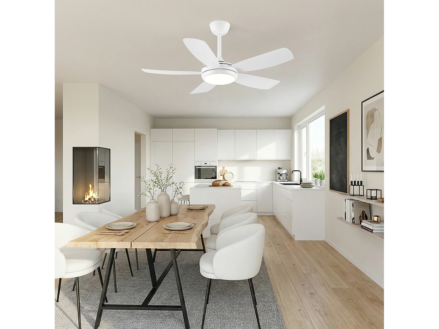 Parrot Uncle Ventilateur 107 cm avec surfaces blanches encadrées par des LED, Blanc