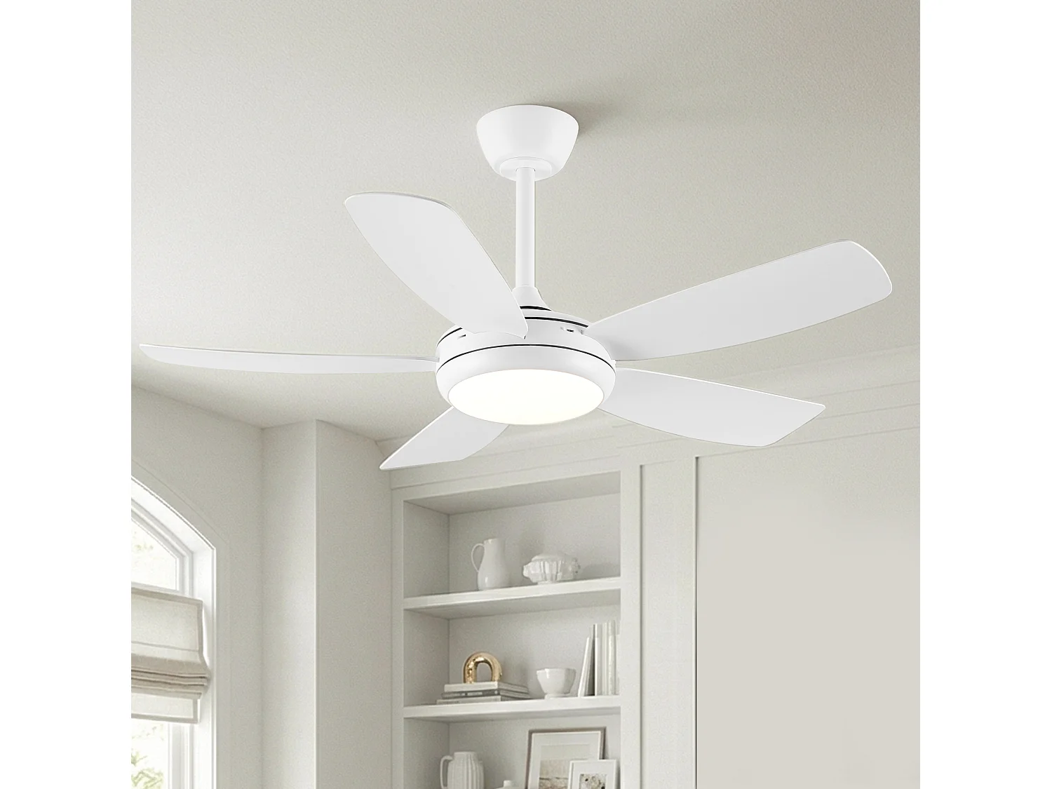 Parrot Uncle Ventilateur 107 cm avec surfaces blanches encadrées par des LED, Blanc