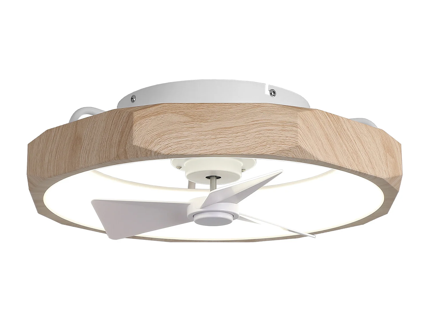 Parrot Uncle Ventilateur de plafond 48 cm pour chambre avec éclairage LED, télécommande, 3 températures de couleur, 6 vitesses, silencieux, blanc mat