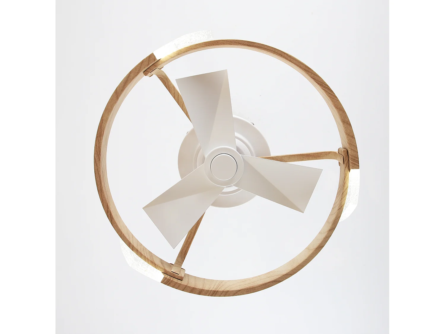 Parrot Uncle Ventilateur de plafond 50 cm avec finition blanc et imitation bois, éclairage LED intégré
