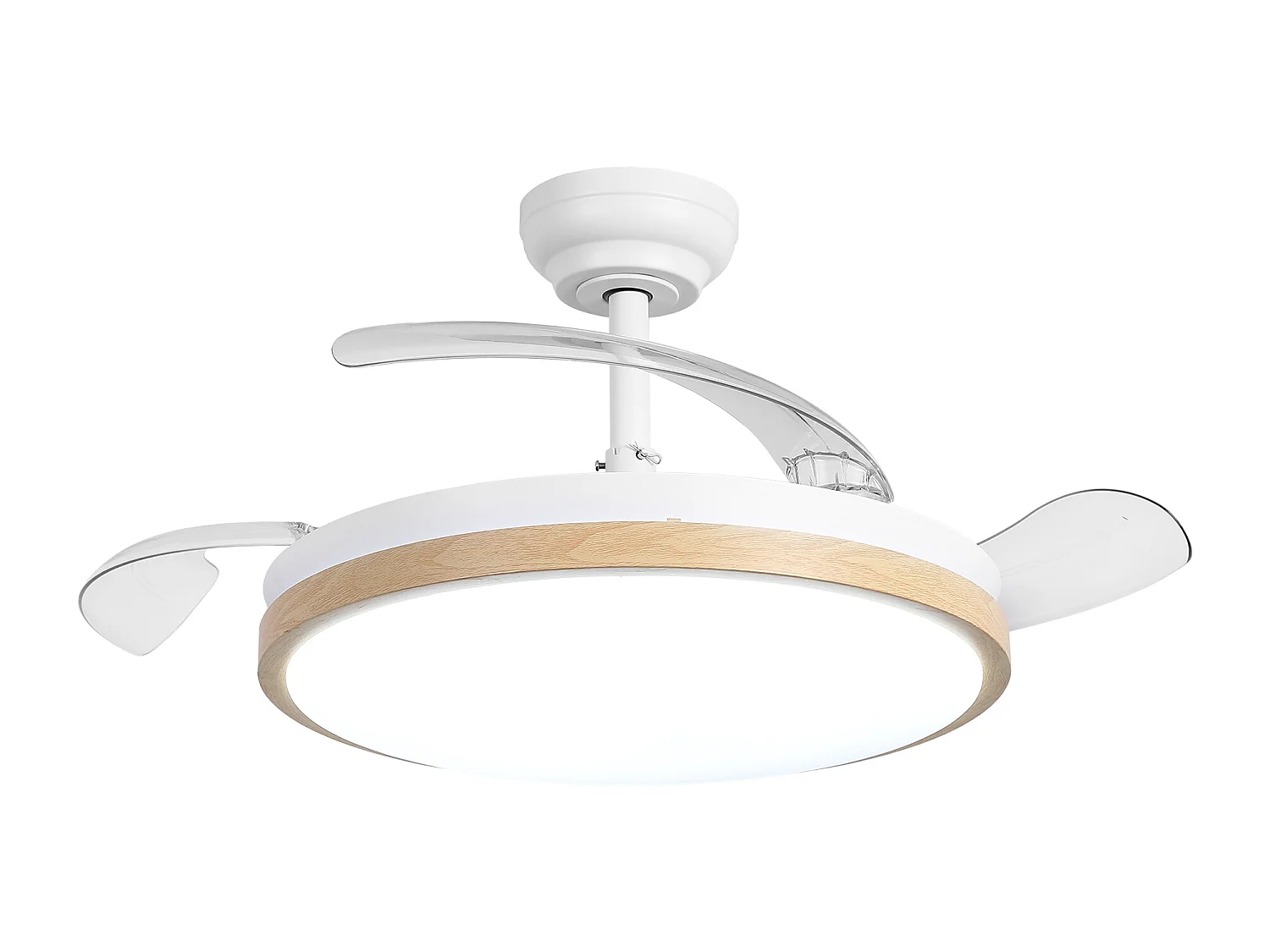 Parrot Uncle Deckenventilator mit LED-Licht, 100 cm, DC-Motor, 6 Geschwindigkeiten, transparente Flügel, Pendelstab, leise, inkl. Fernbedienung, mattweiß