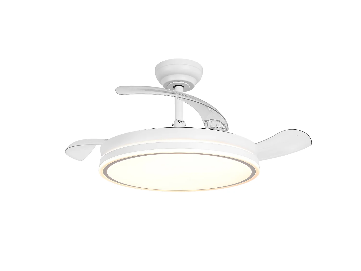 Parrot Uncle Ventilateur De Plafond Avec Éclairage Led, 100 Cm, Moteur DC, 6 Vitesses, Pales Transparentes, Tige Pendante, Télécommande Incluse, Blanc Mat