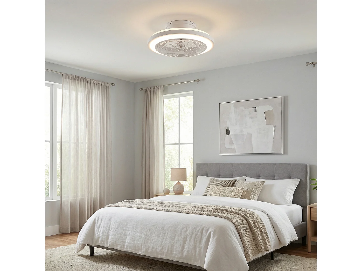 Parrot Uncle Ventilateur de plafond 50 cm pour chambre avec éclairage LED et télécommande