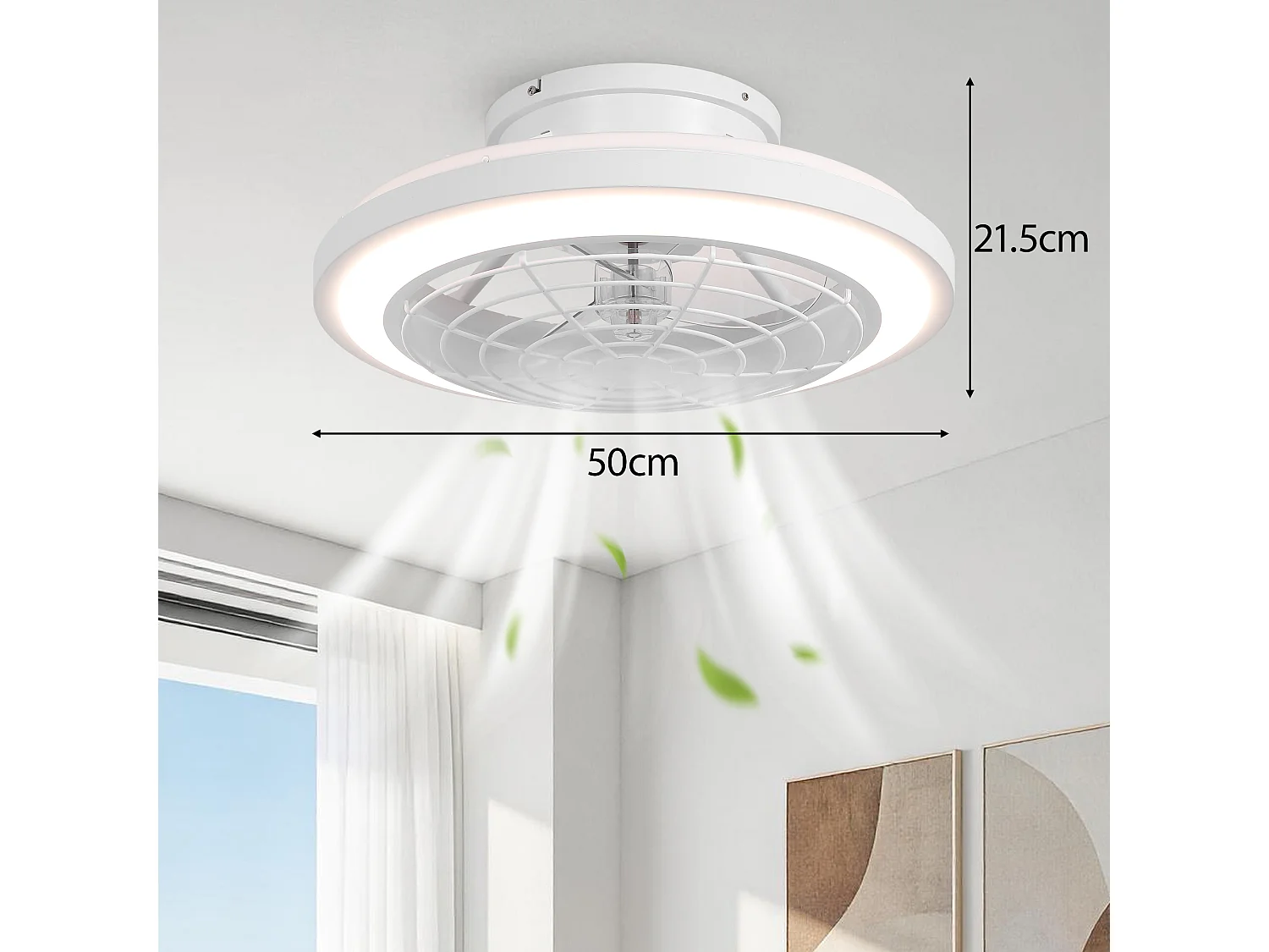 Parrot Uncle Ventilateur de plafond 50 cm pour chambre avec éclairage LED et télécommande