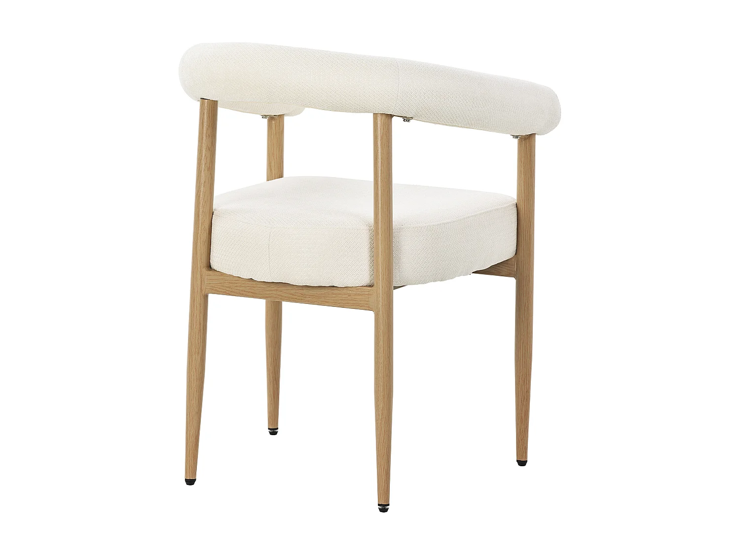 Set van 6 moderne eetkamerstoelen met zachte pluche zitting, metalen poten in houtlook - wit