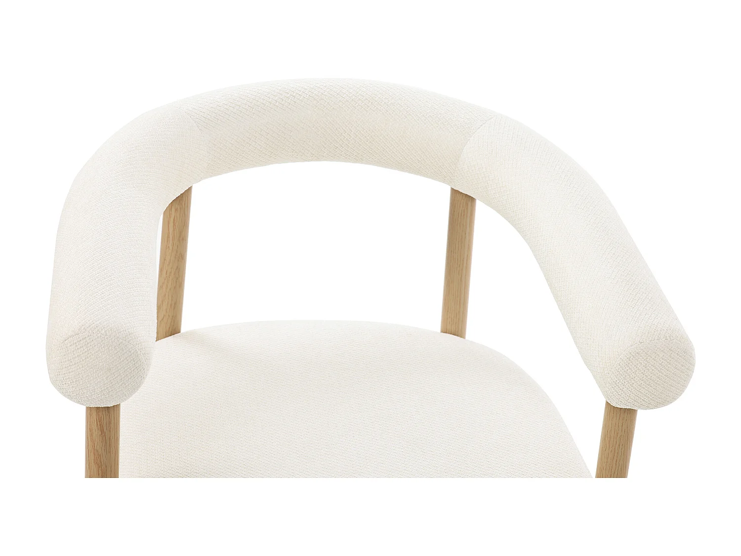 Set van 6 moderne eetkamerstoelen met zachte pluche zitting, metalen poten in houtlook - wit