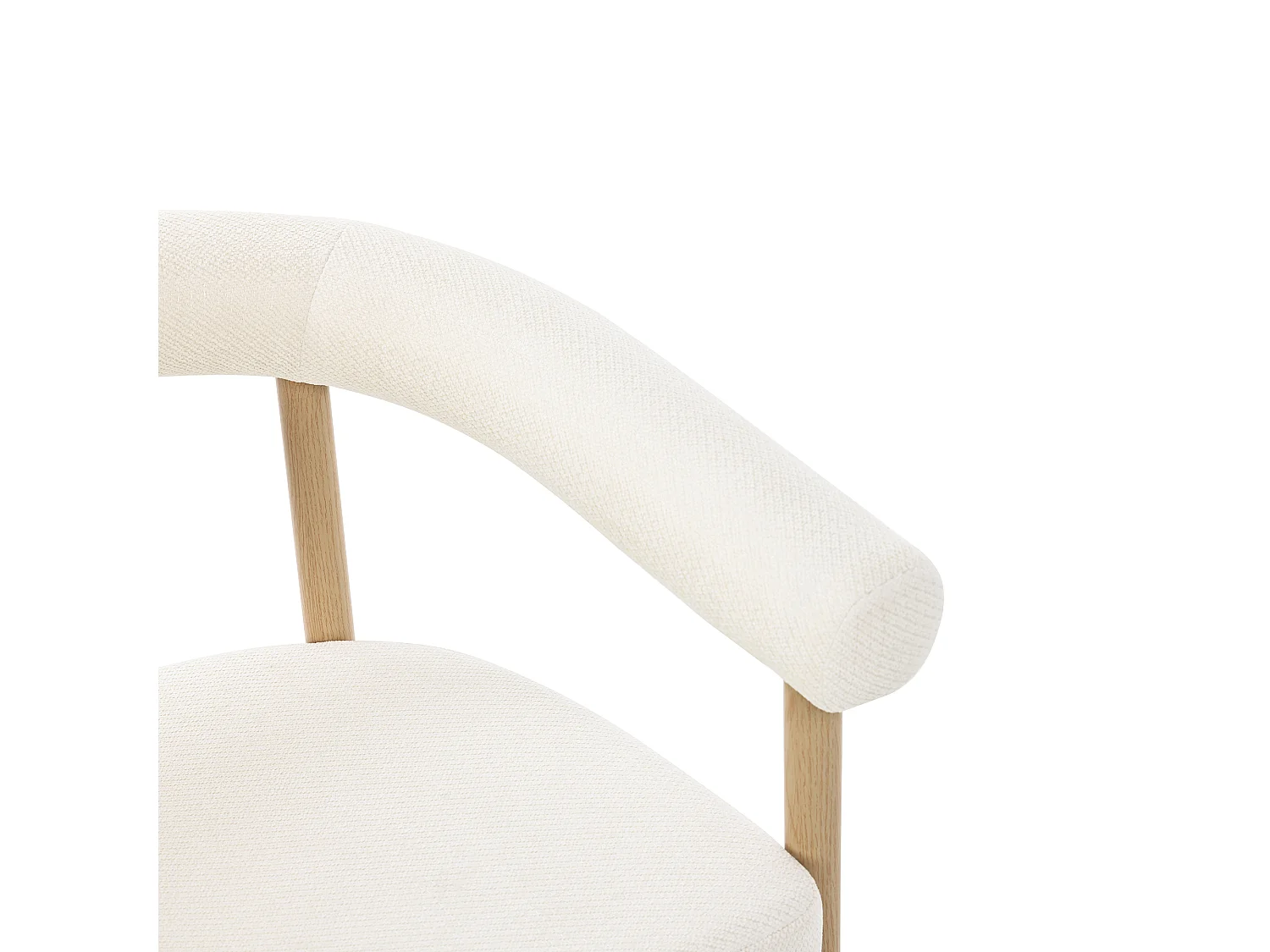 Set van 6 moderne eetkamerstoelen met zachte pluche zitting, metalen poten in houtlook - wit