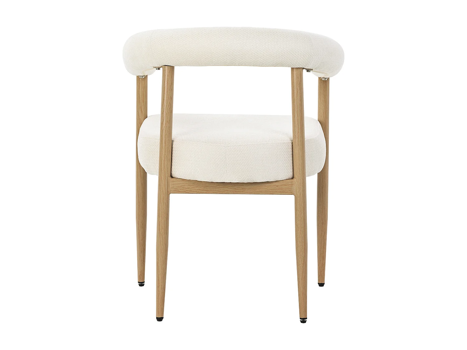 Set van 6 moderne eetkamerstoelen met zachte pluche zitting, metalen poten in houtlook - wit