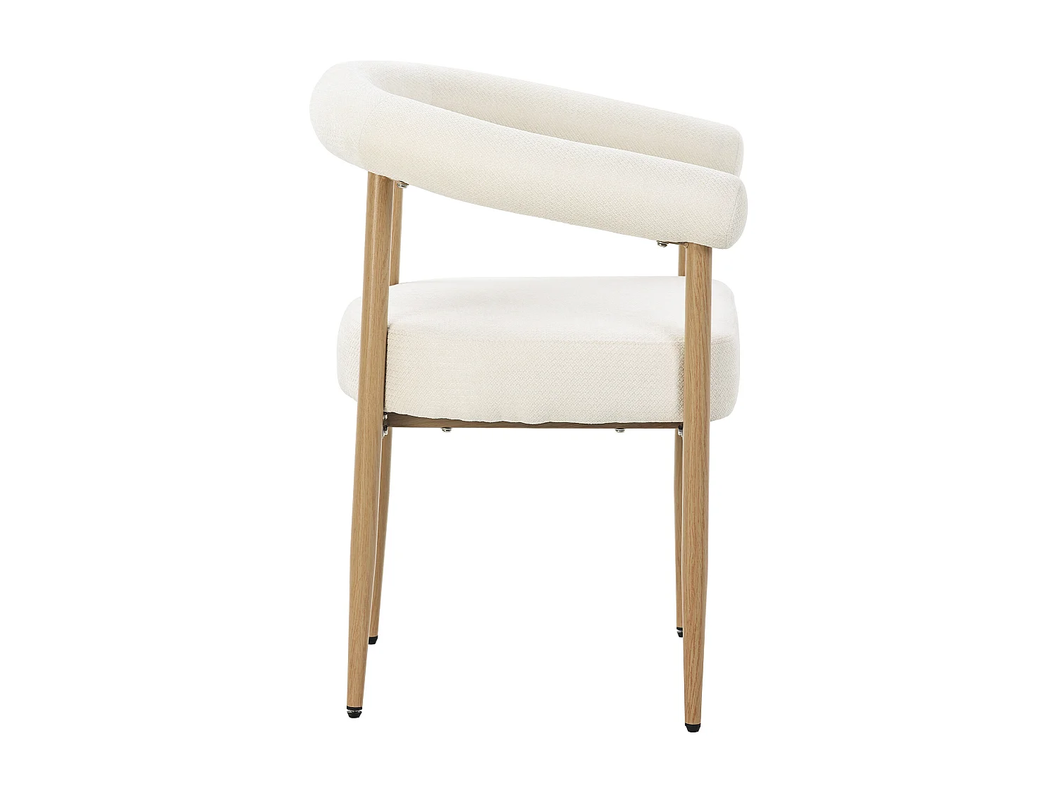 Set van 6 moderne eetkamerstoelen met zachte pluche zitting, metalen poten in houtlook - wit