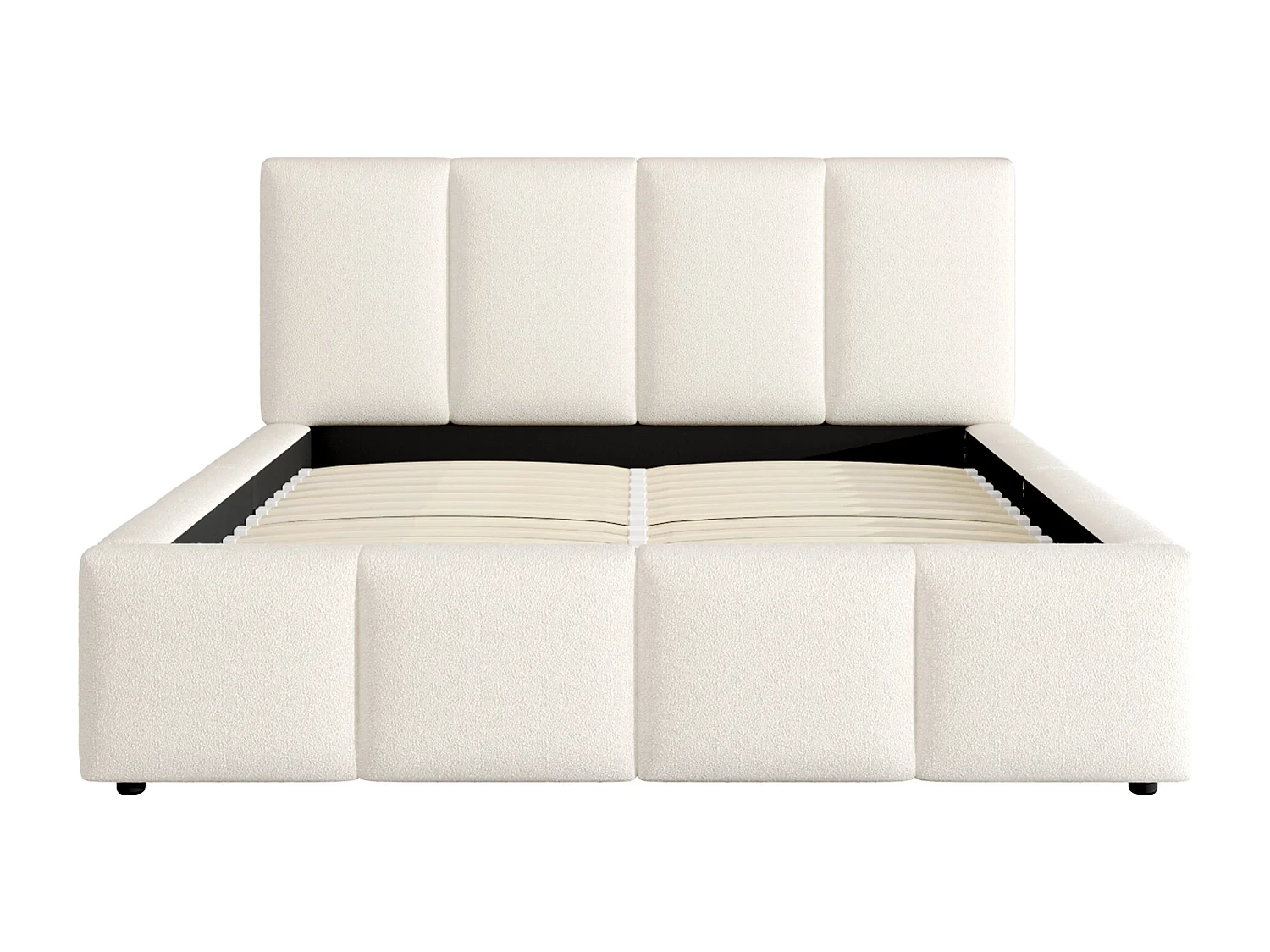 Gepolstertes Doppelbett 160x200 cm - mit Lattenrost - Bouclé-Stoff - Beige (ohne Matratze)