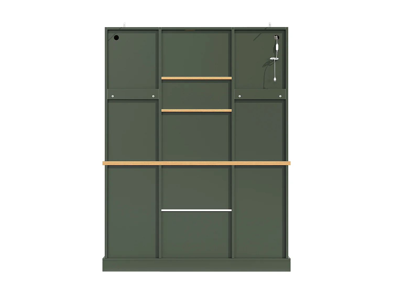 Buffet de Cuisine 140x185cm avec LED, Armoire de Rangement avec Plan de Travail, 3 Tiroirs et Portes en Verre - Vert