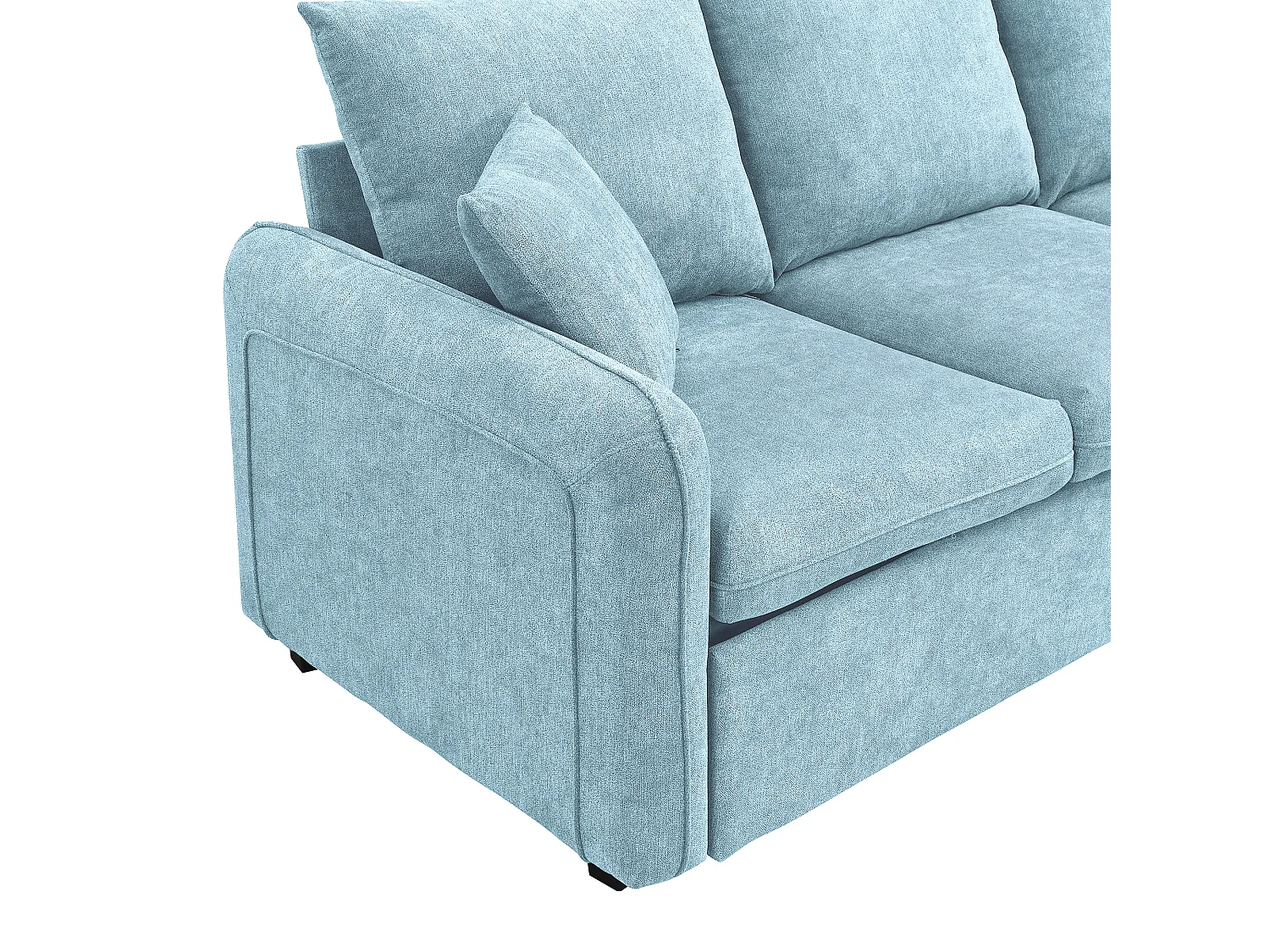 Modulares 3-Sitzer-Sofa aus Chenille - mit 2 Aufbewahrungshockern und Schublade - geeignet für kleine Wohnungen - Blau
