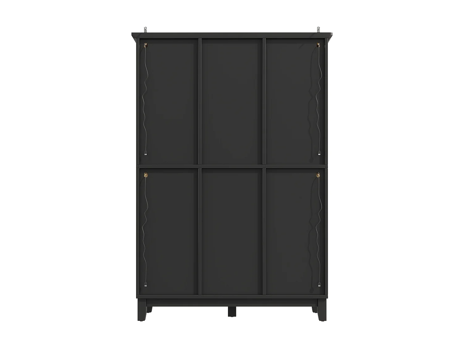 Keukenkast 120x180cm, wijnkast met LED, glazenhouder, flessenrek en 3 lades - zwart