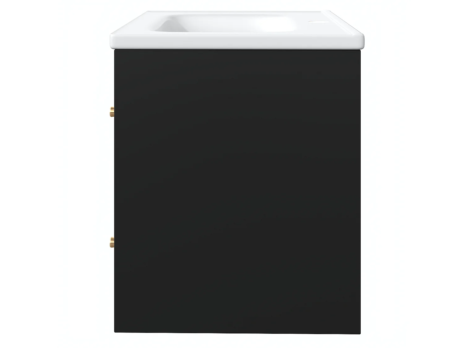 Hängendes Badezimmermöbel 60cm mit Keramikwaschbecken, Glastür und integrierter LED, Soft-Close - schwarz