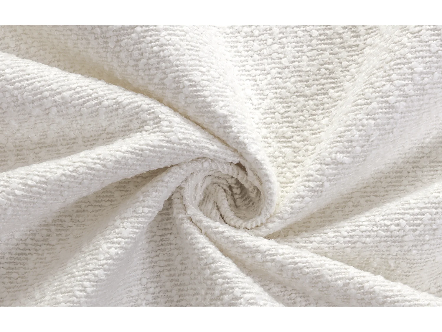 Lit double rembourré 160x200 cm - avec sommier à lattes - Tissu bouclé - Blanc (Matelas non inclus)