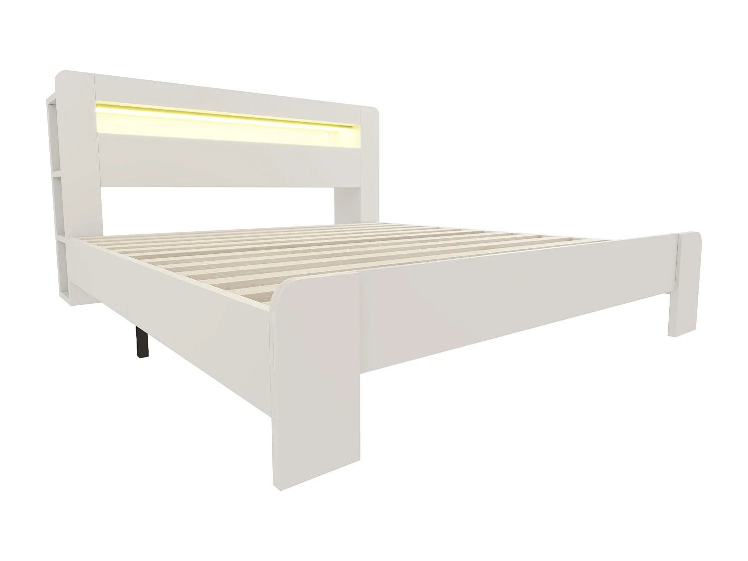 Cama de madera 180 x 200 cm - con espacio de almacenamiento - equipada con luz LED - con toma de corriente - blanco (colchón no incluido)