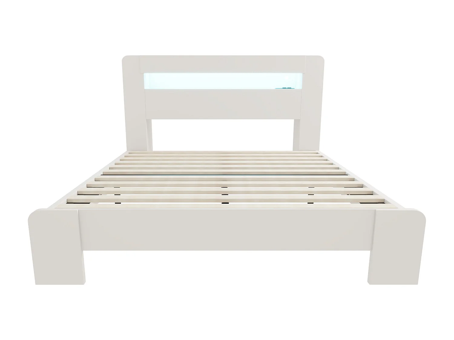 Cama de madera 140 x 200 cm - con espacio de almacenamiento - equipada con luz LED - con toma de corriente - blanco (colchón no incluido)