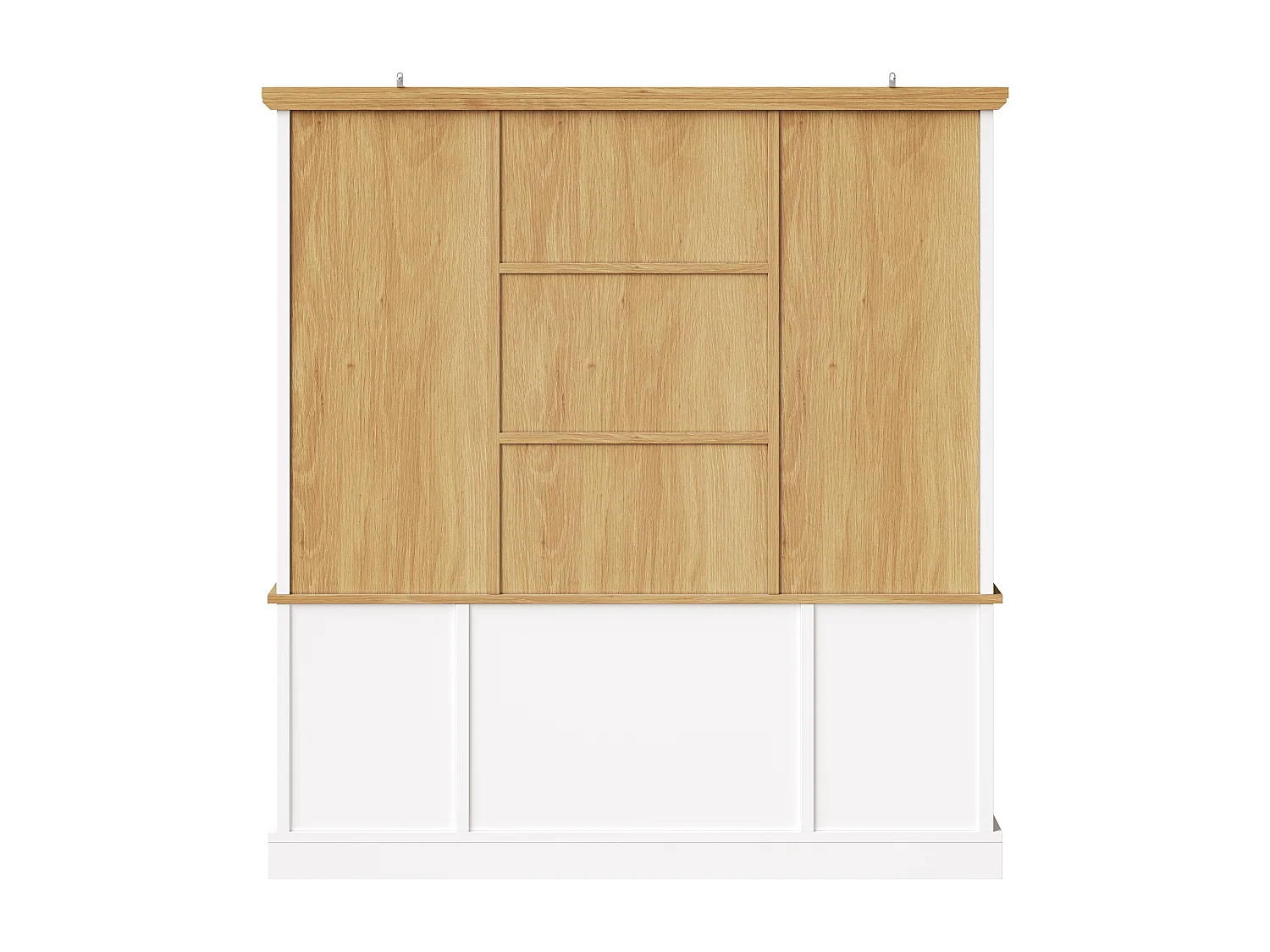 Buffet de Cuisine Grand Format 140x185cm, Armoire de Rangement avec 6 Grands Tiroirs et Portes en Verre, Blanc