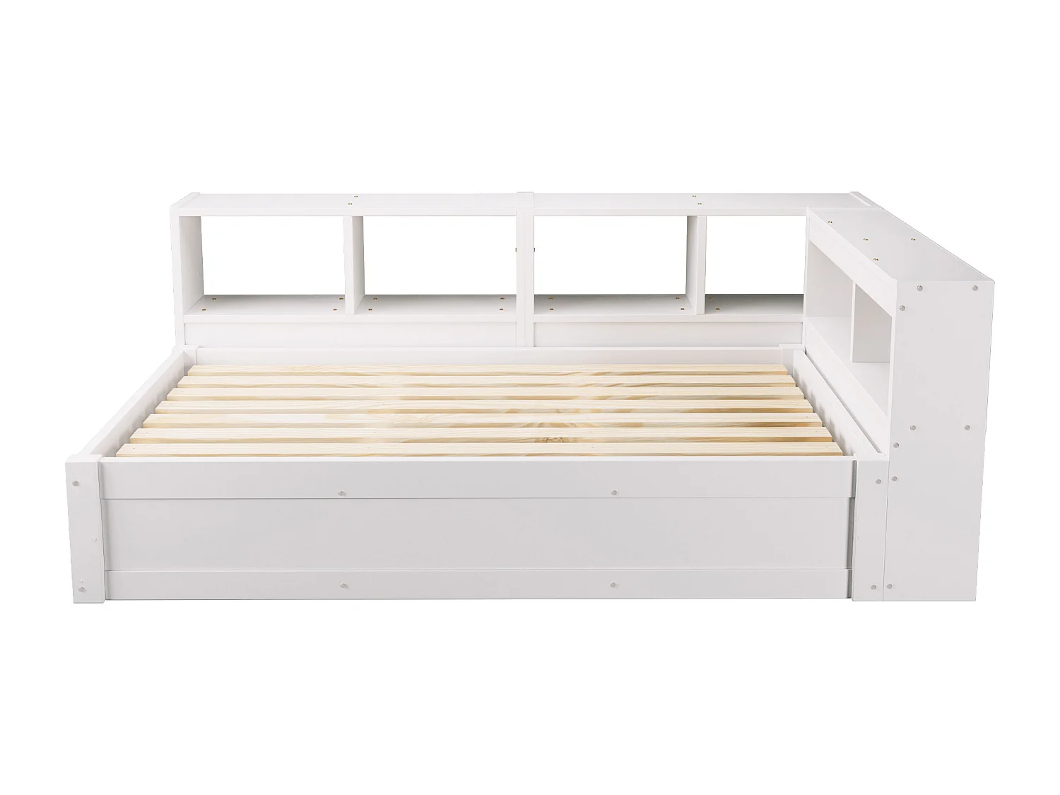 Canapé-lit 90 × 200 cm - avec prise électrique - avec compartiments de rangement - avec éclairage LED - blanc (matelas non inclus)