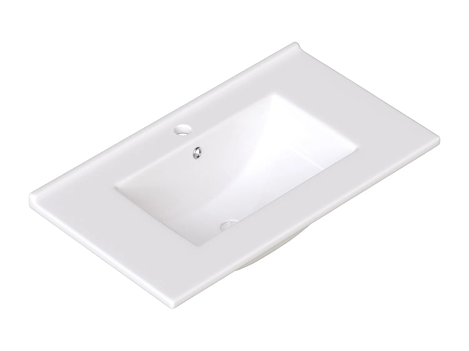 Mobile bagno con piedi 81cm con lavabo in ceramica, 3 cassetti retrò (1 a ribalta), soft-close - bianco
