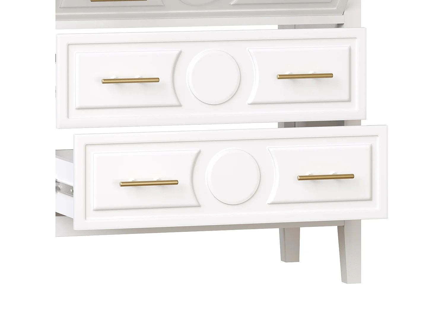 Mobile bagno con piedi 81cm con lavabo in ceramica, 3 cassetti retrò (1 a ribalta), soft-close - bianco