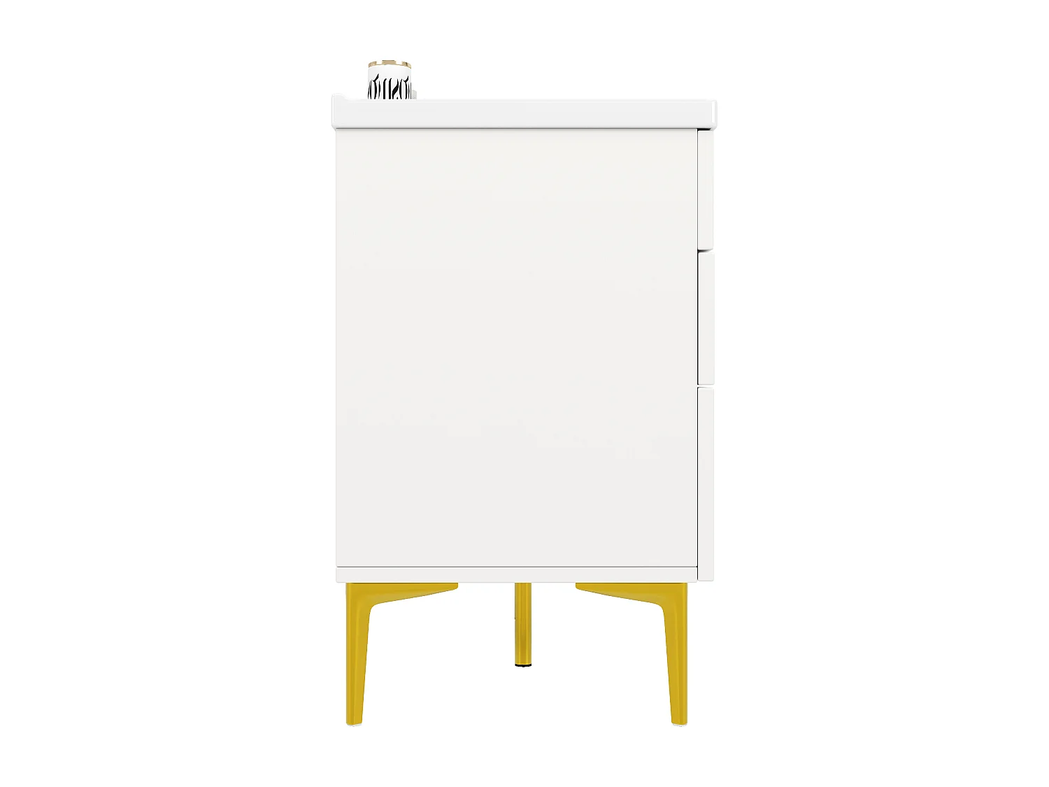 Mobile bagno 120cm con lavabo in ceramica, con cassetti organizzati e gambe in metallo dorato - bianco
