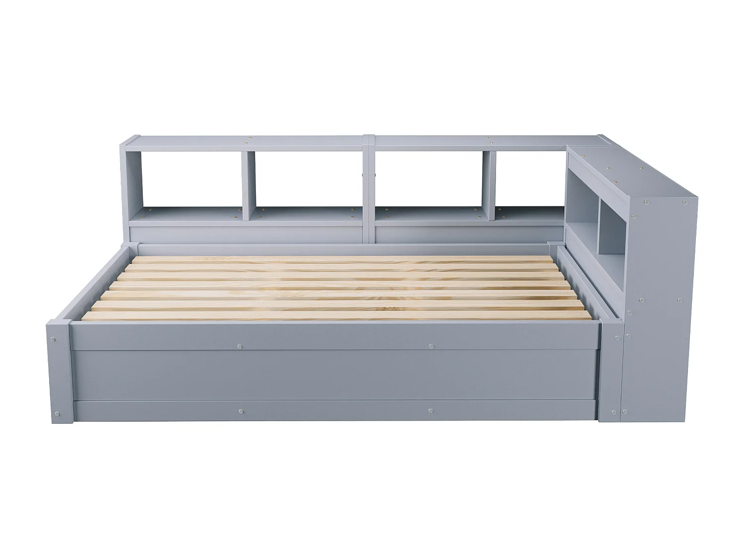 Slaapbank 90 × 200 cm - met stopcontact - met opbergvakken - met LED-verlichting - grijs (matras niet inbegrepen)