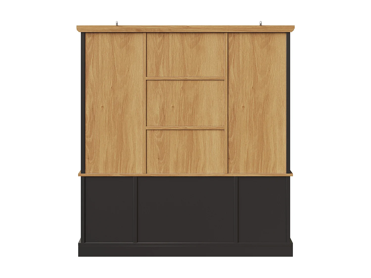 Buffet de Cuisine Grand Format 140x185cm, Armoire de Rangement avec 6 Grands Tiroirs et Portes en Verre, Noir