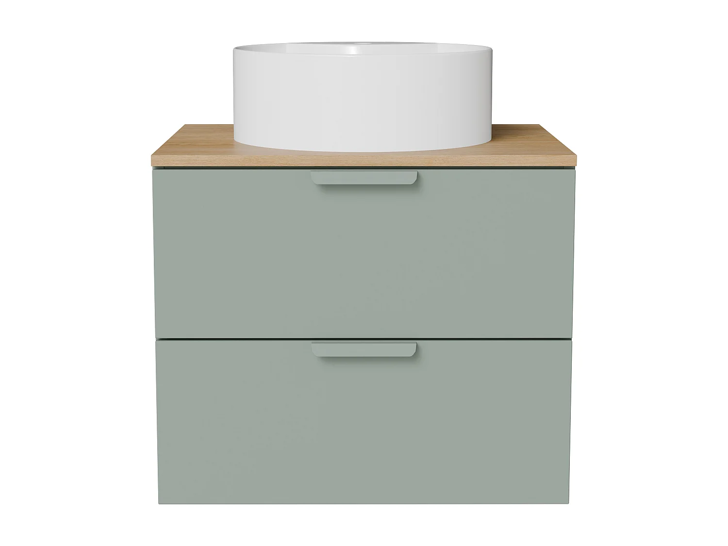 Meuble de salle de bain suspendu avec vasque à poser ronde – Vert sauge – L60 cm – AVORELI