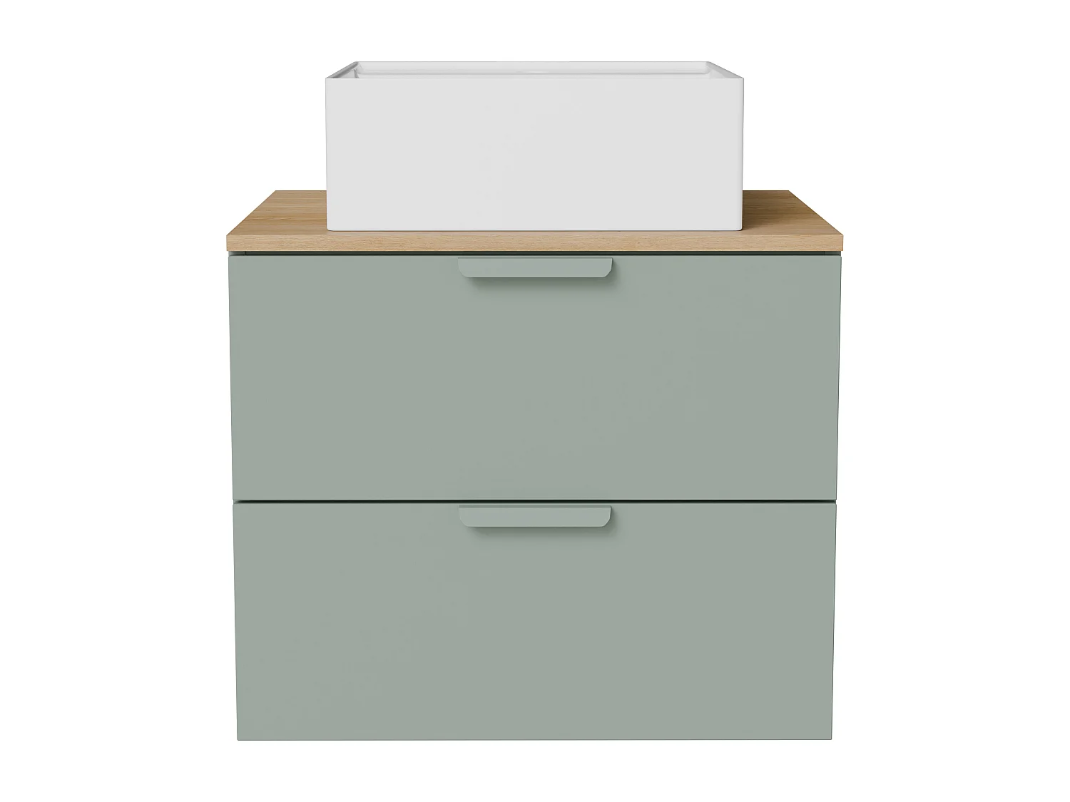 Meuble de salle de bain suspendu avec vasque à poser carrée – Vert sauge – L60 cm – AVORELI