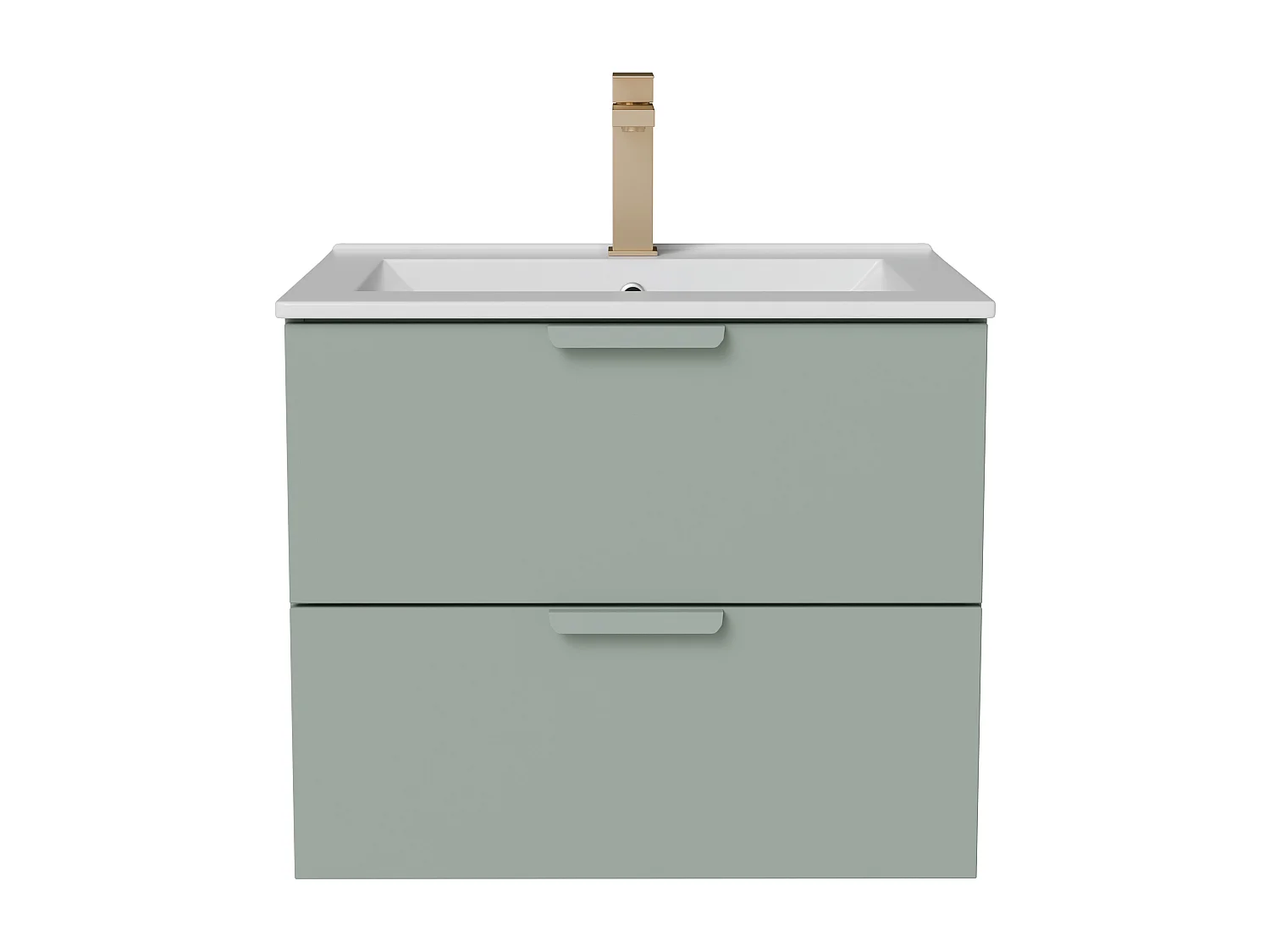 Meuble de salle de bain suspendu avec vasque à encastrer et robinet – Vert sauge – L60 cm – AVORELI