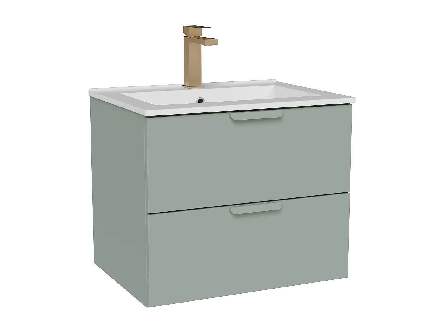 Meuble de salle de bain suspendu avec vasque à encastrer et robinet – Vert sauge – L60 cm – AVORELI