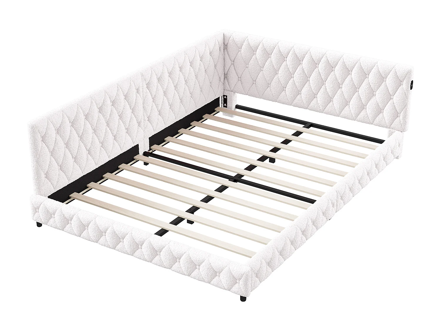 Lit coffre 140x200 cm LED RGB sous-lit, lit capitonné avec USB, sommier à lattes