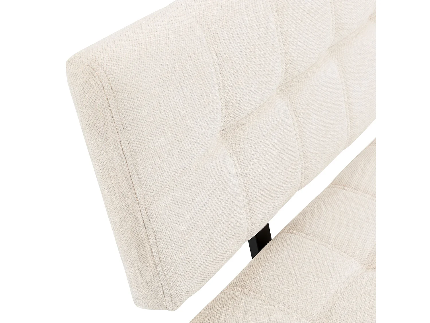Banc de salle à manger LAVICA L 140 cm en tissu blanc crème avec dossier, 3 places, structure métal, assise rembourrée