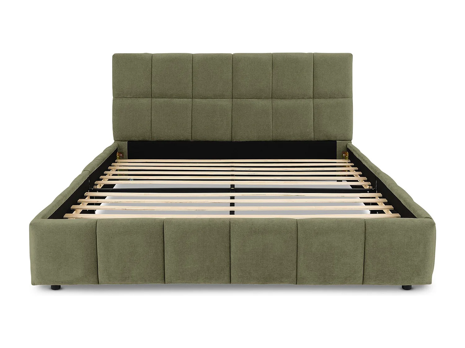 Lit Double EMILIA, Rembourré 140 x 200 cm, Vert, avec Sommier à Lattes Inclus, Design Bubble, Tête de Lit Capitonnée