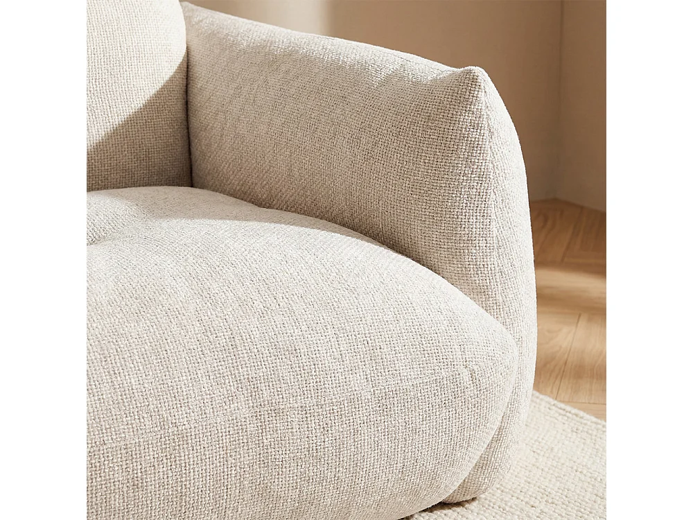 Bocca - Fauteuil en tissu à dossier capitonné - Écru