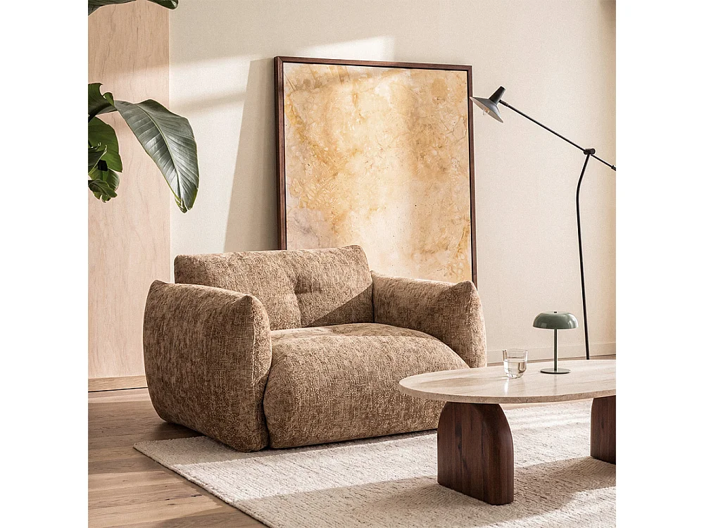 Bocca - Fauteuil en tissu à dossier capitonné - Bronze
