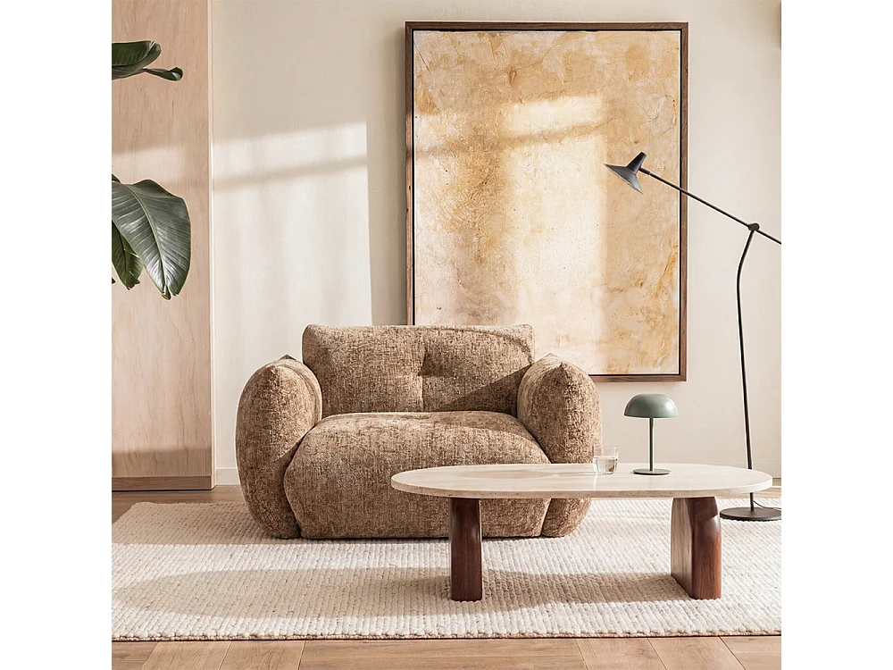 Bocca - Fauteuil en tissu à dossier capitonné - Bronze