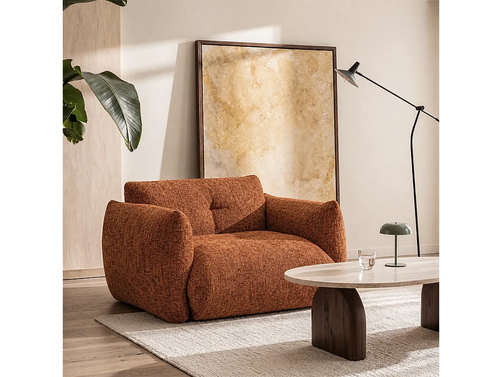 Bocca - Fauteuil en tissu à dossier capitonné - Rouille