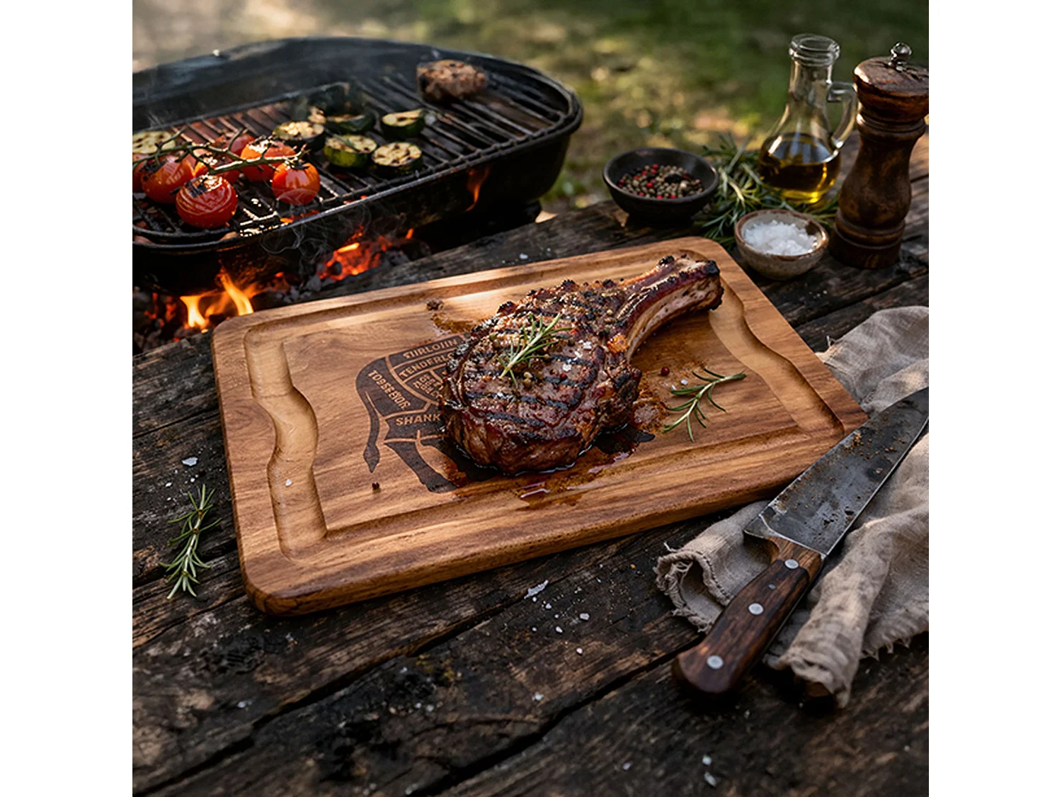 Novastyl - Planche à Découper Copa 51x36cm En Bois D'acacia Décor Boeuf