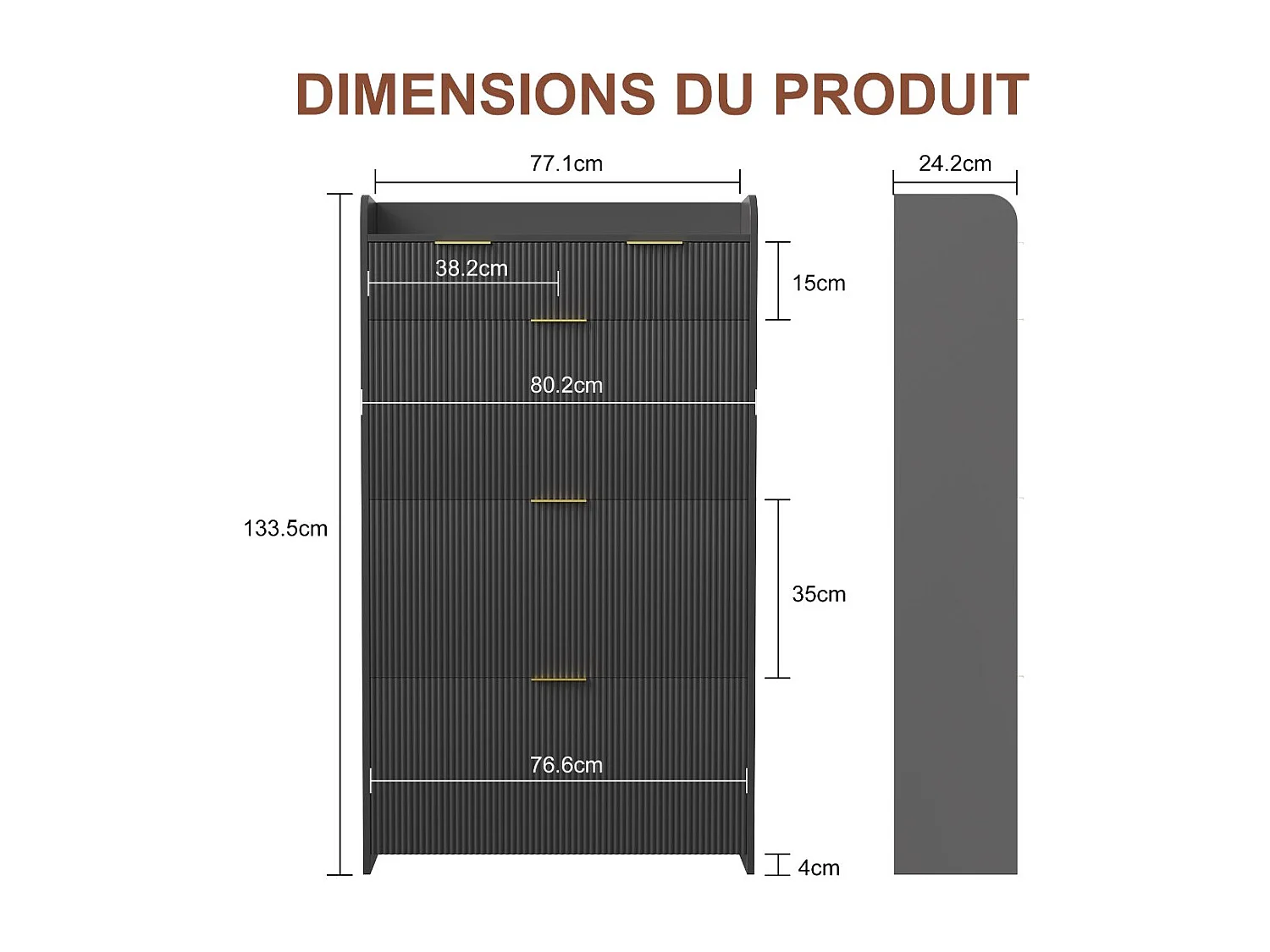 Meuble à chaussures avec 3 abattants et étagère, rangement d’entrée noir, armoire à chaussures gain de place
